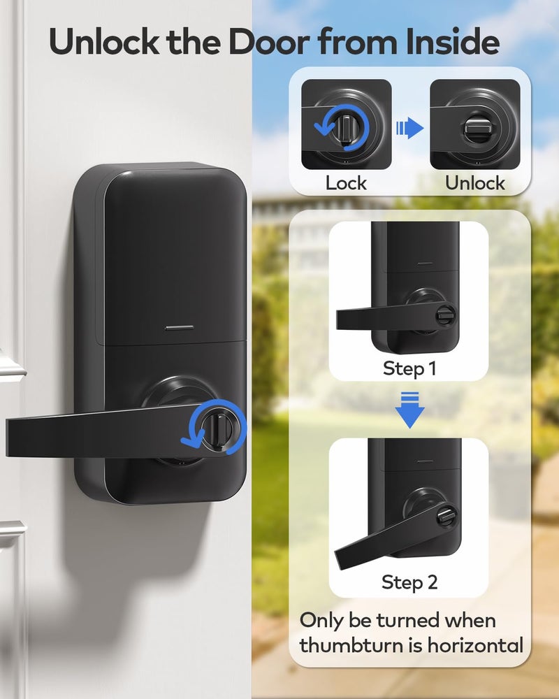 TEEHO Keypad Door Lock with Handle: Keyless Entry Door Lock with Handle - Front Door Digital Electronic Deadbolt Lock - Anti-Peeping Coded Door Lock - Auto Lock  Passage Mode  Easy Installation - Image 5